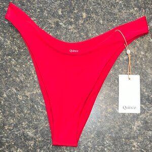 Women's Quince Italian High Leg Bikini Bottoms Sz Medium Red Swimwear Beach NWT!